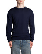 pullover girocollo merinos tray trecce blu navy - selected - pullover