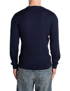 pullover girocollo merinos tray trecce blu navy - selected - pullover