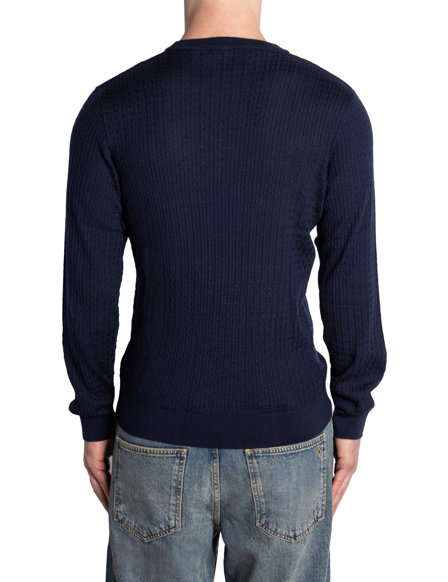 pullover girocollo merinos tray trecce blu navy - selected - pullover