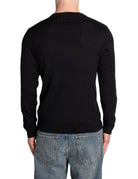 pullover girocollo merinos tray trecce nero - selected - pullover