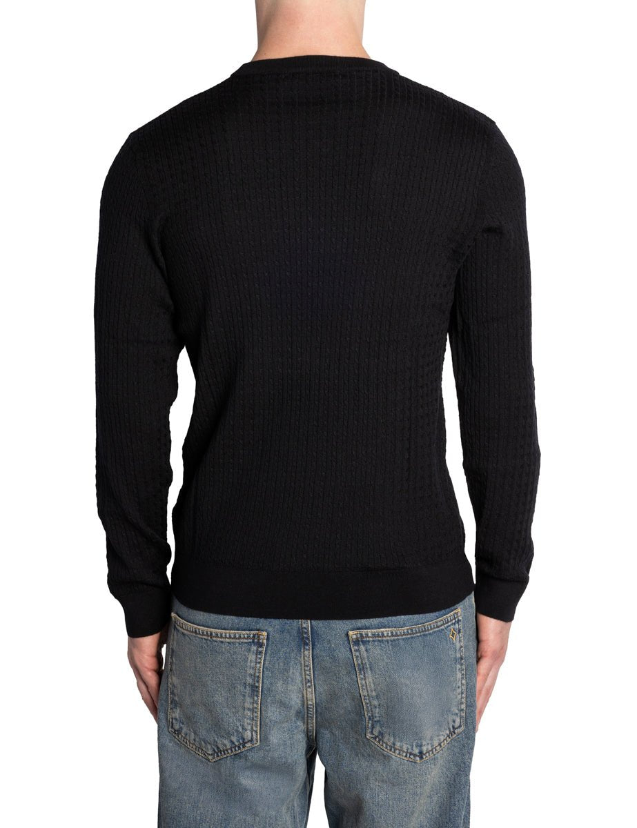 pullover girocollo merinos tray trecce nero - selected - pullover
