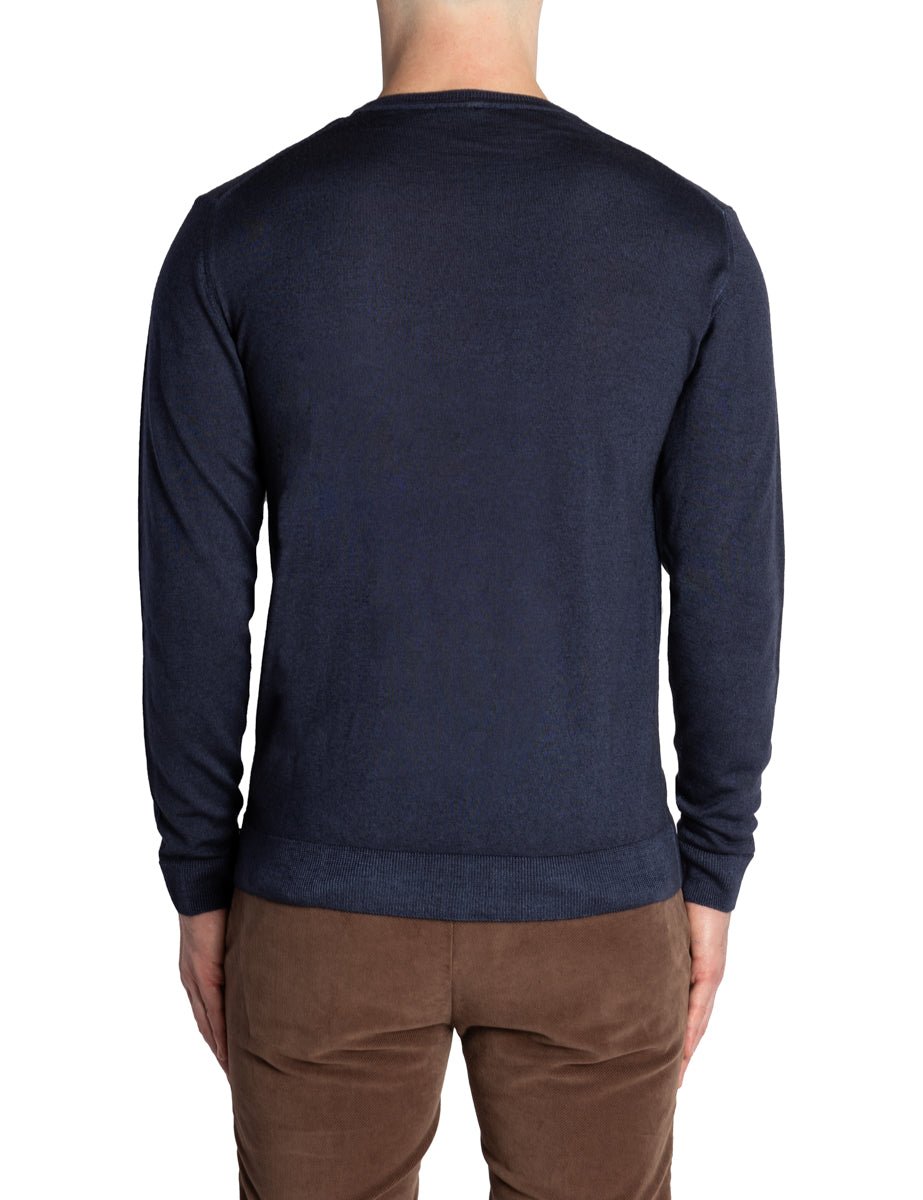 pullover girocollo merinos vintage blu notte - daniele fiesoli - pullover