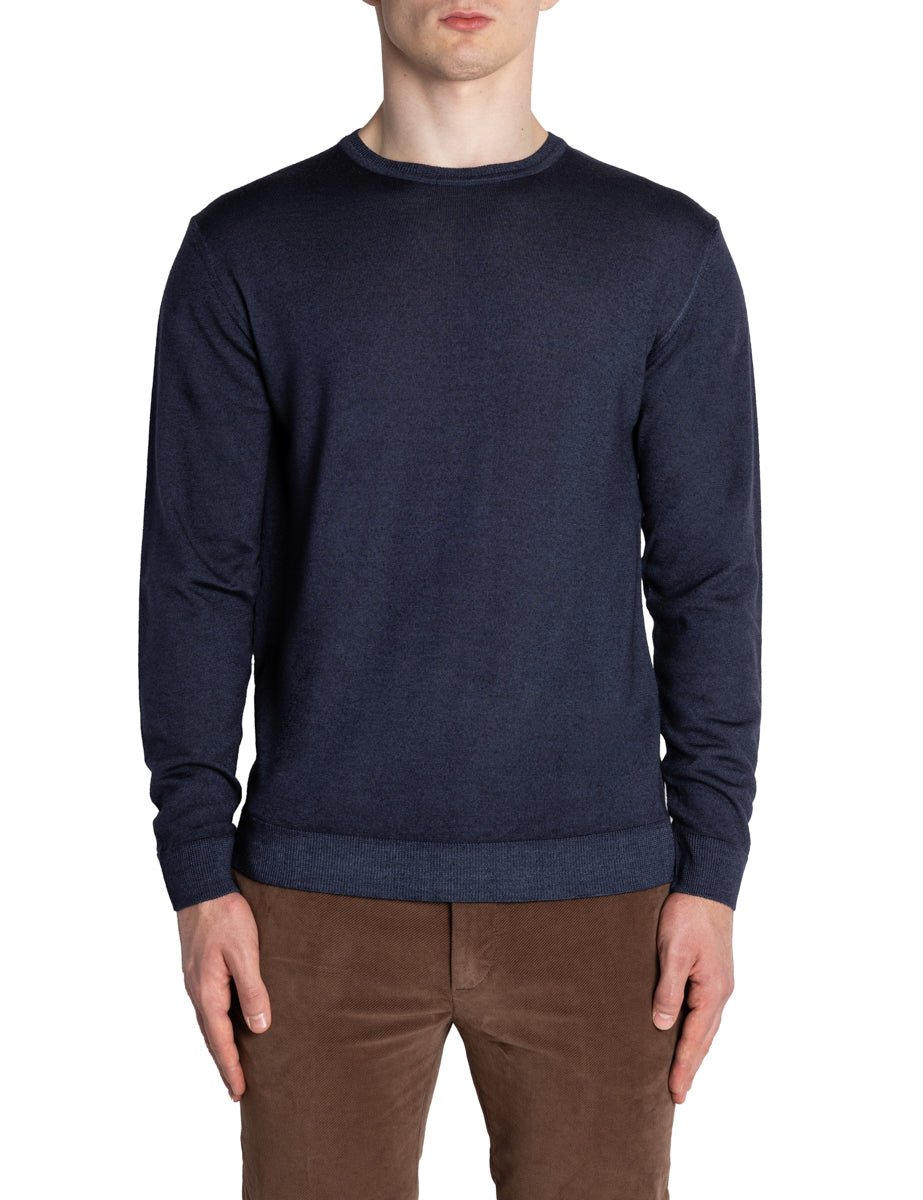 pullover girocollo merinos vintage blu notte - daniele fiesoli - pullover