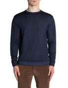 pullover girocollo merinos vintage blu notte - daniele fiesoli - pullover