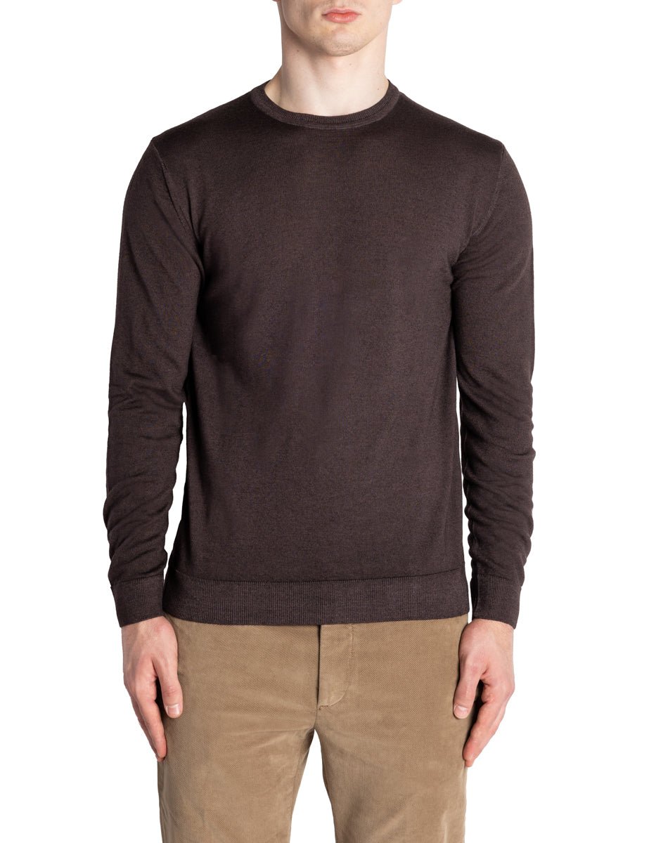 pullover girocollo merinos vintage marrone moka - daniele fiesoli - pullover