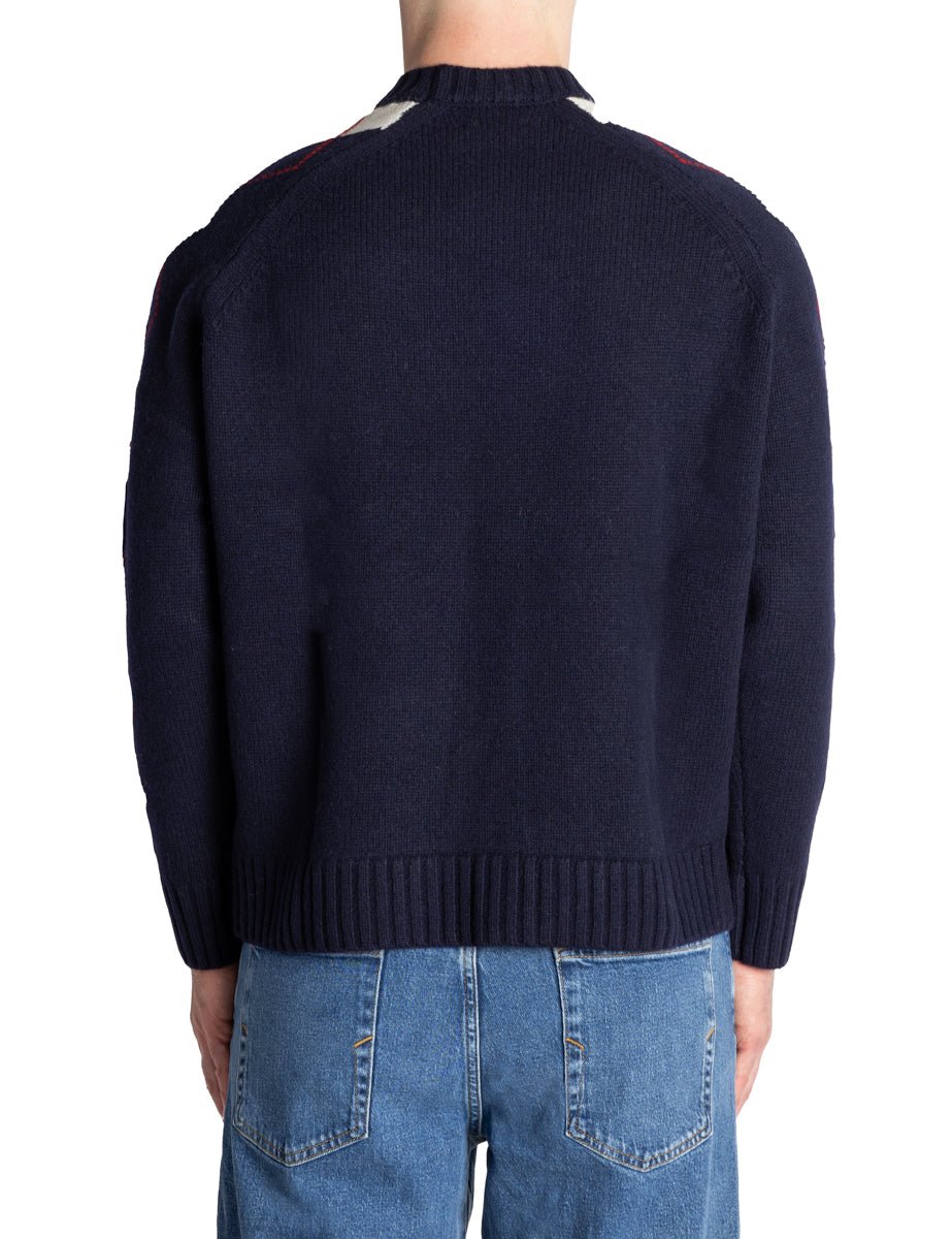 pullover girocollo motivo rombi mix blu navy - roy rogers - pullover