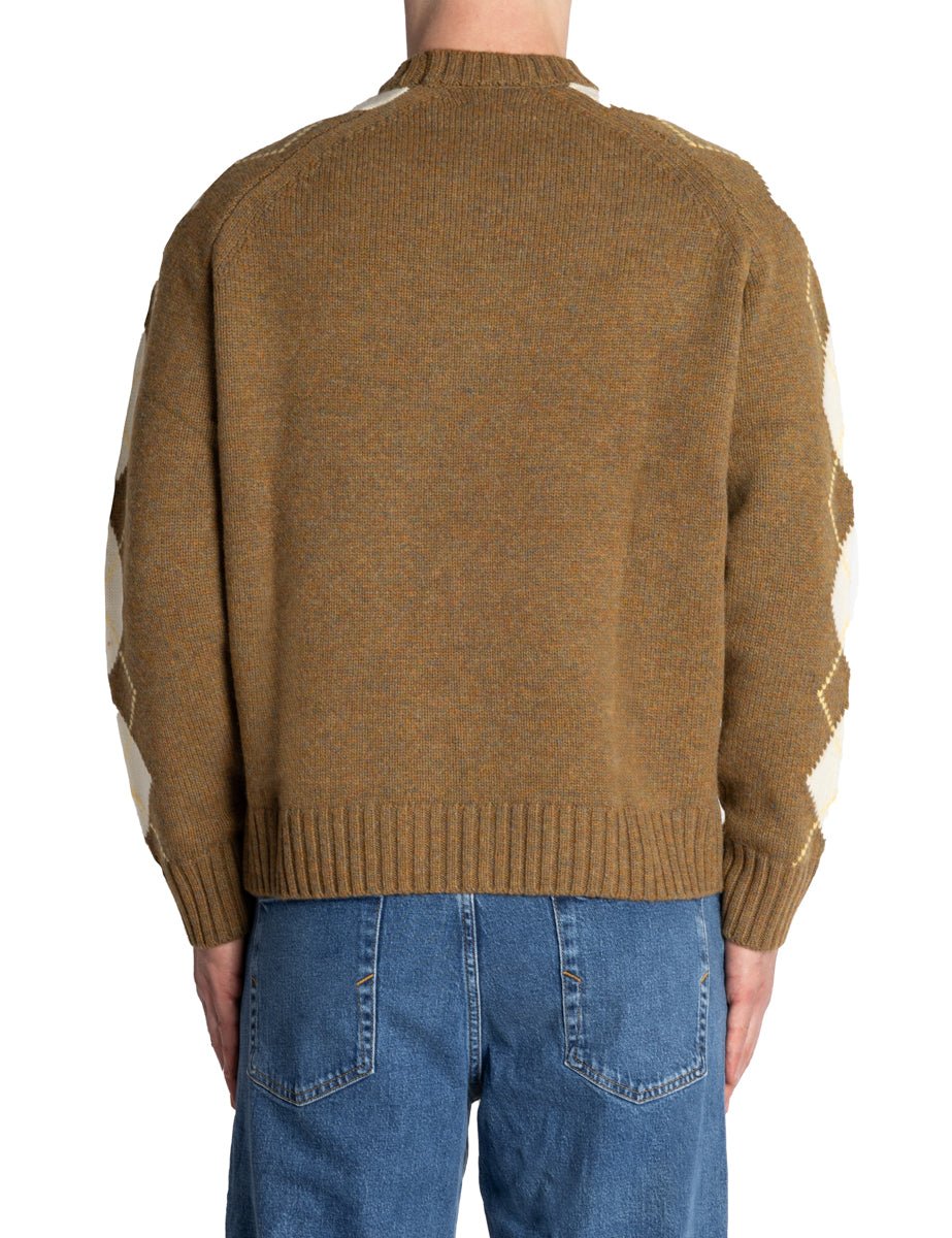 pullover girocollo motivo rombi verde militare - roy rogers - pullover
