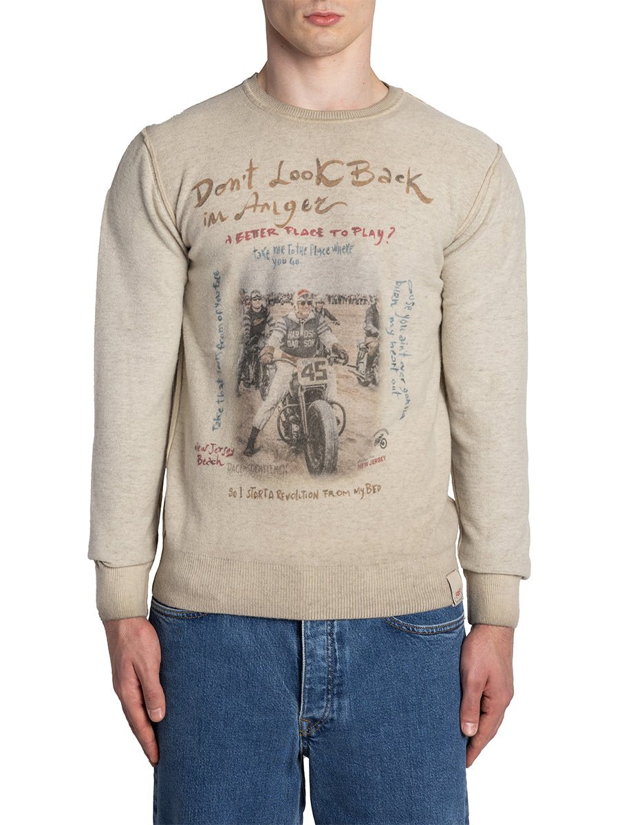 pullover girocollo motocicletta beige chiaro - bob - pullover
