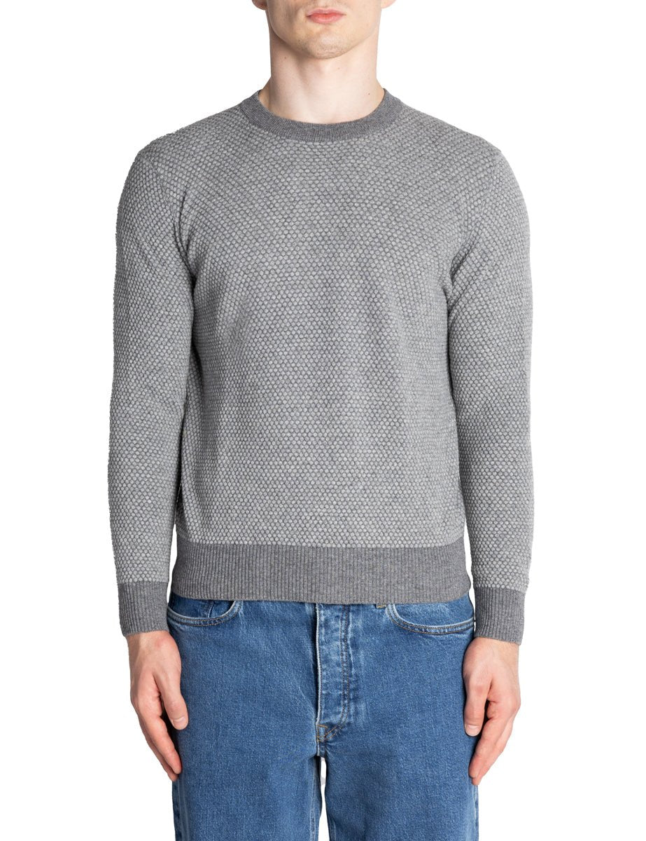 pullover girocollo nido d'ape grigio medio - jurta - pullover