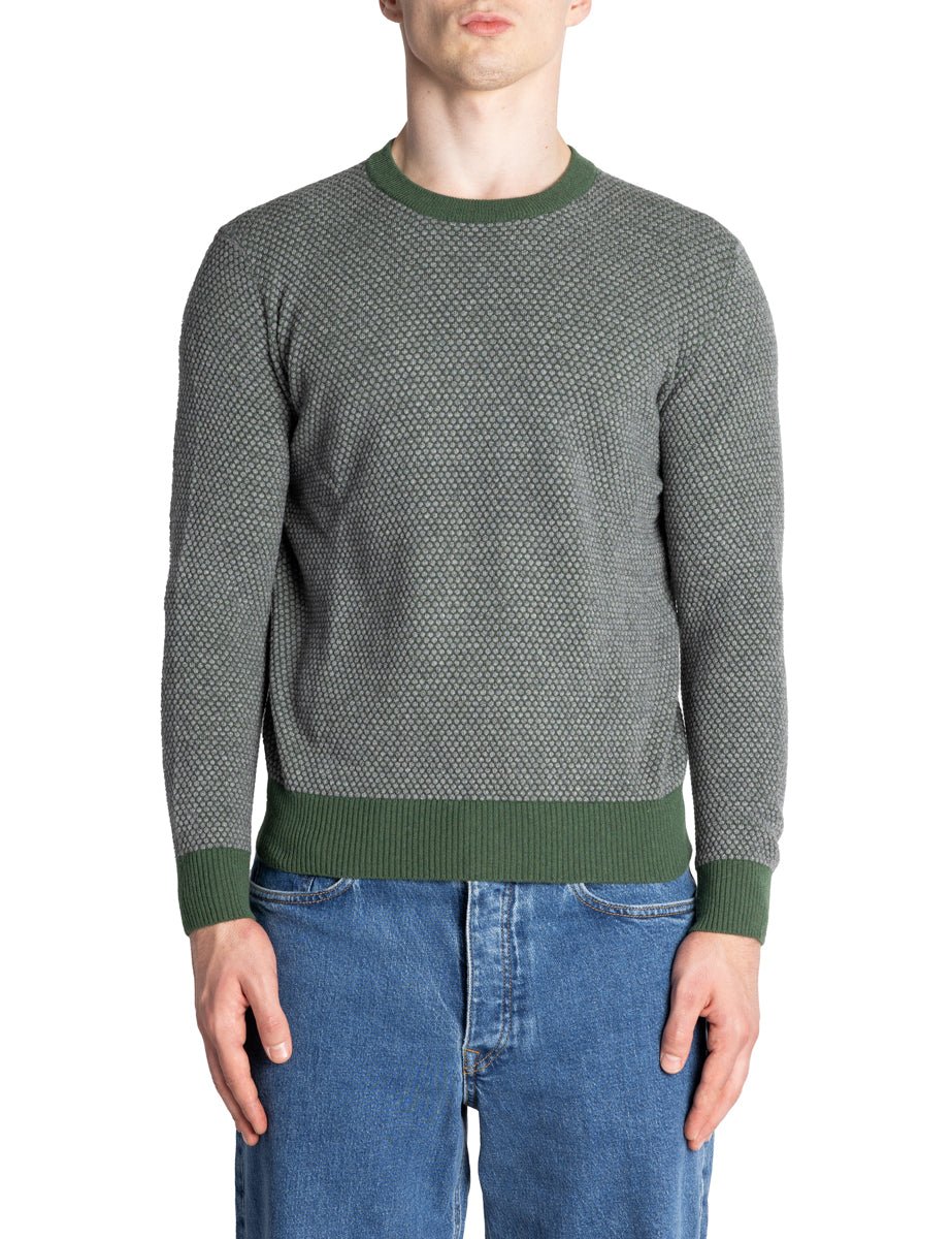 pullover girocollo nido d'ape verde - jurta - pullover