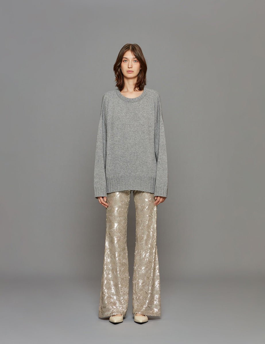pullover girocollo over grigio - Frida SRL