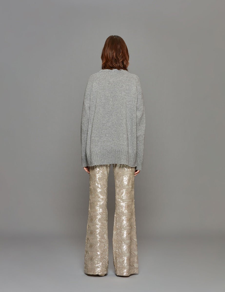 pullover girocollo over grigio - Frida SRL