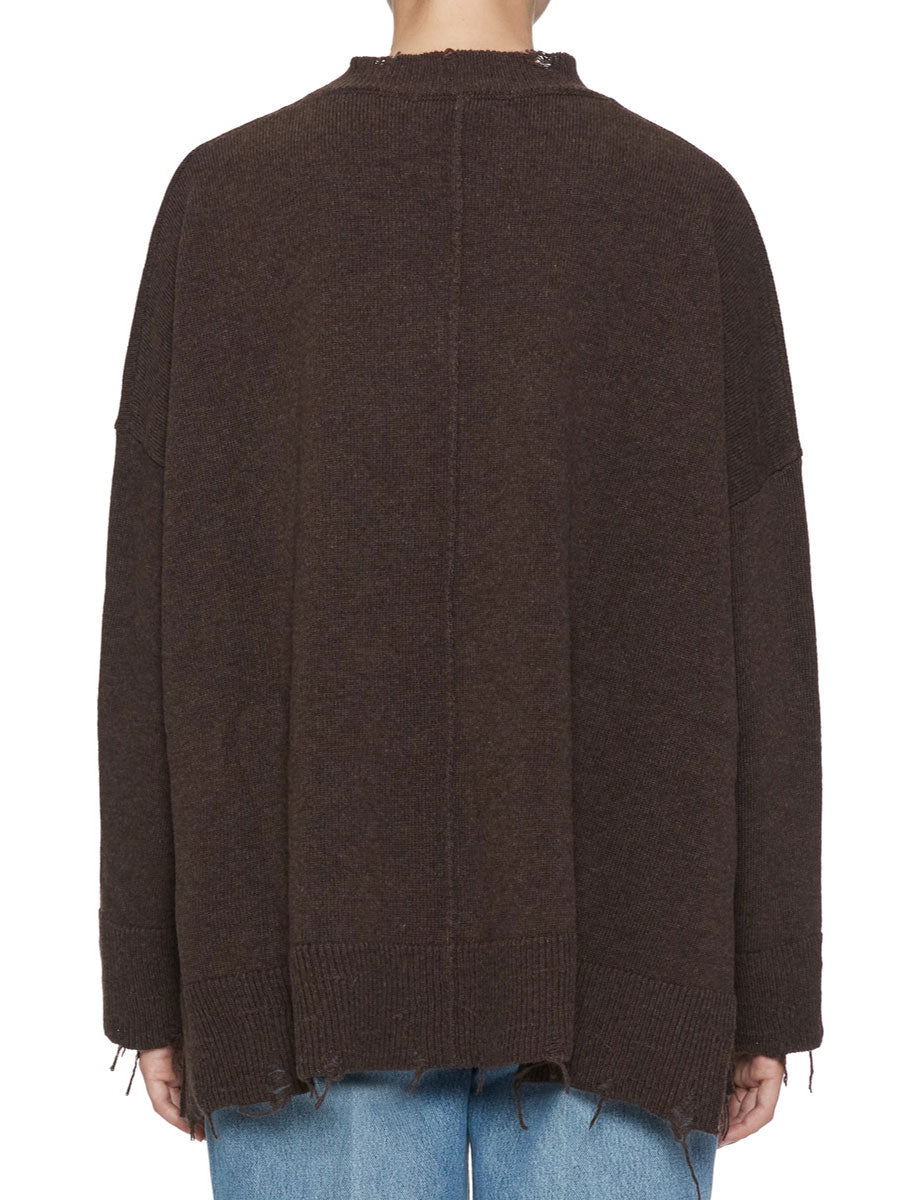 pullover girocollo over nervatura caffe - jei-o - pullover