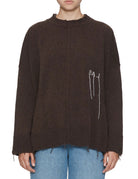 pullover girocollo over nervatura caffe - jei-o - pullover