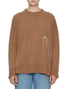 pullover girocollo over nervatura cannella - jei-o - pullover