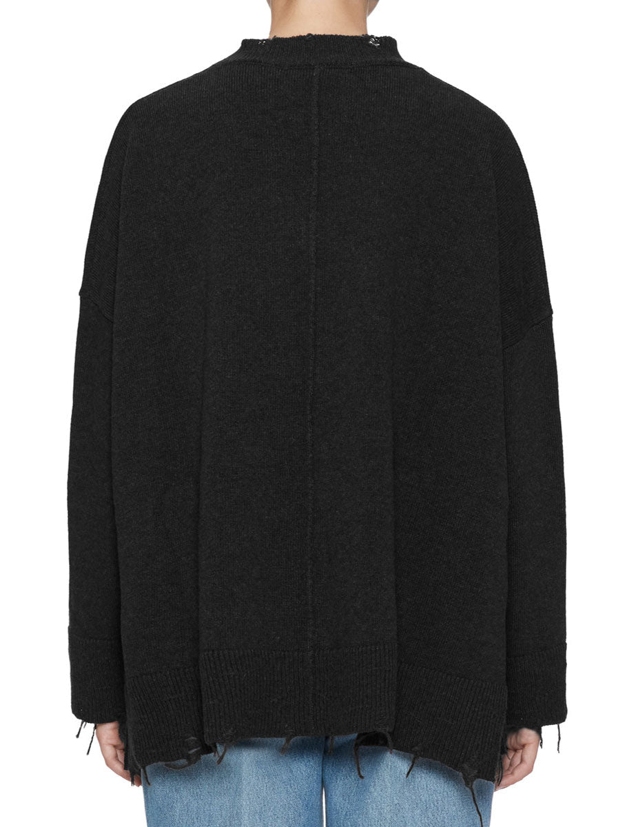 pullover girocollo over nervatura nero - jei-o - pullover