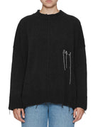 pullover girocollo over nervatura nero - jei-o - pullover