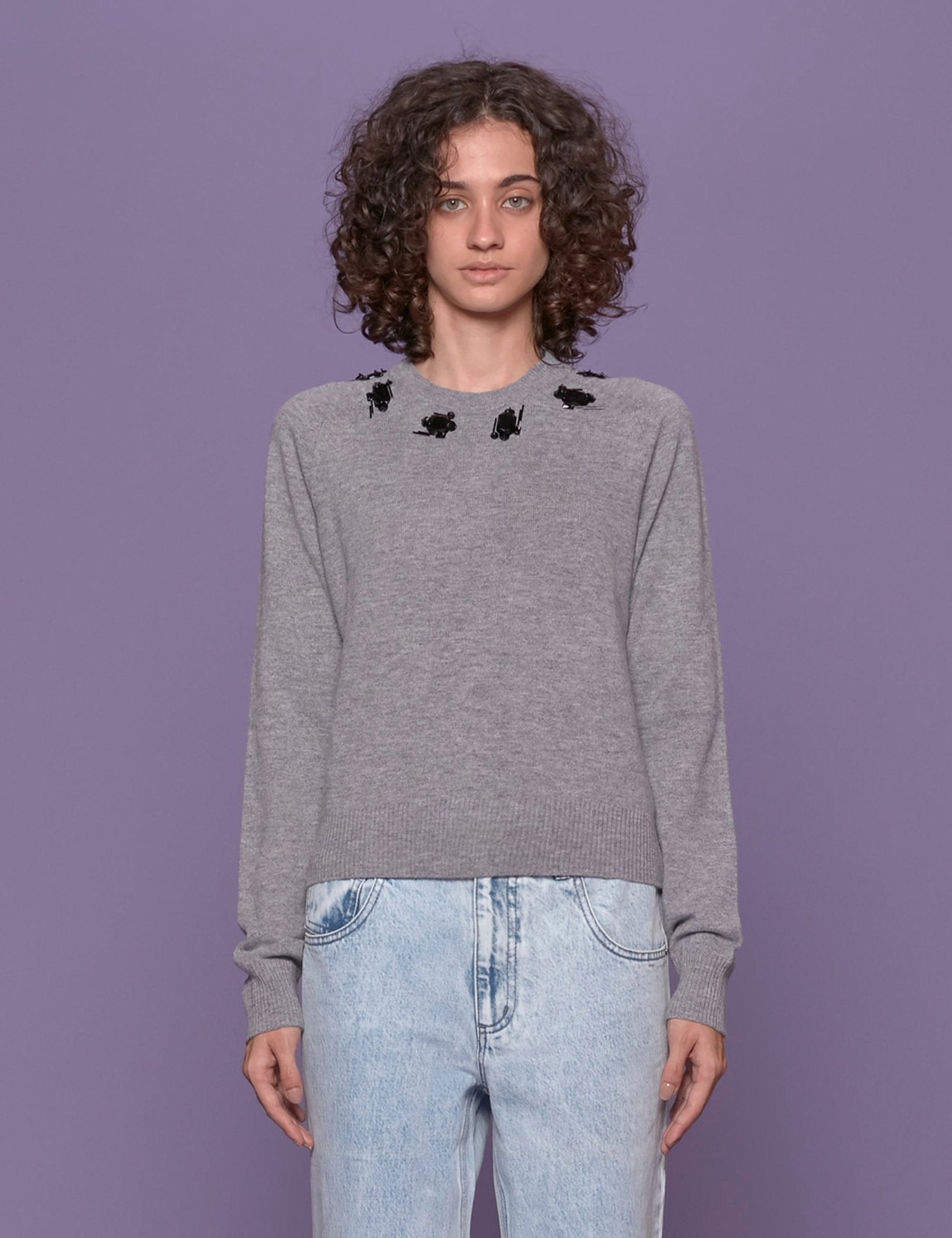 pullover girocollo pietre grigio - n21 alessandro dell'acqua - pullover