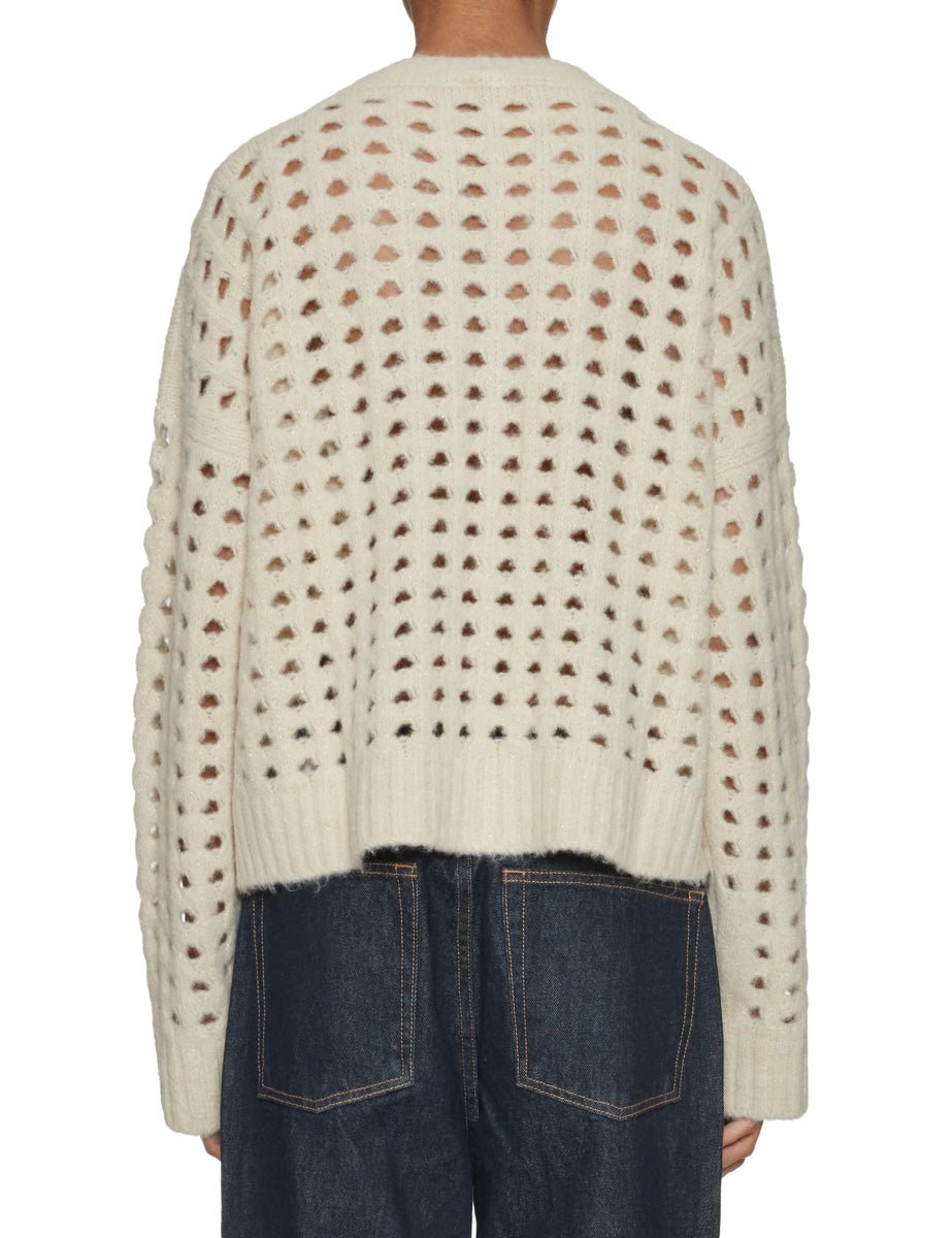 pullover girocollo punto rete crema - beatrice b - pullover