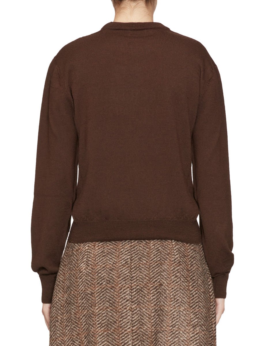 pullover girocollo ricamo scritta moro - stella jean - pullover