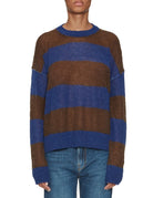 pullover girocollo righe alpaca blu royal cioccolato - jei-o - pullover