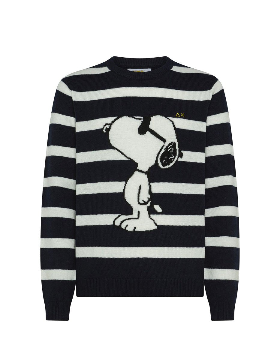 pullover girocollo righe snoopy blu bianco - sun68 - pullover