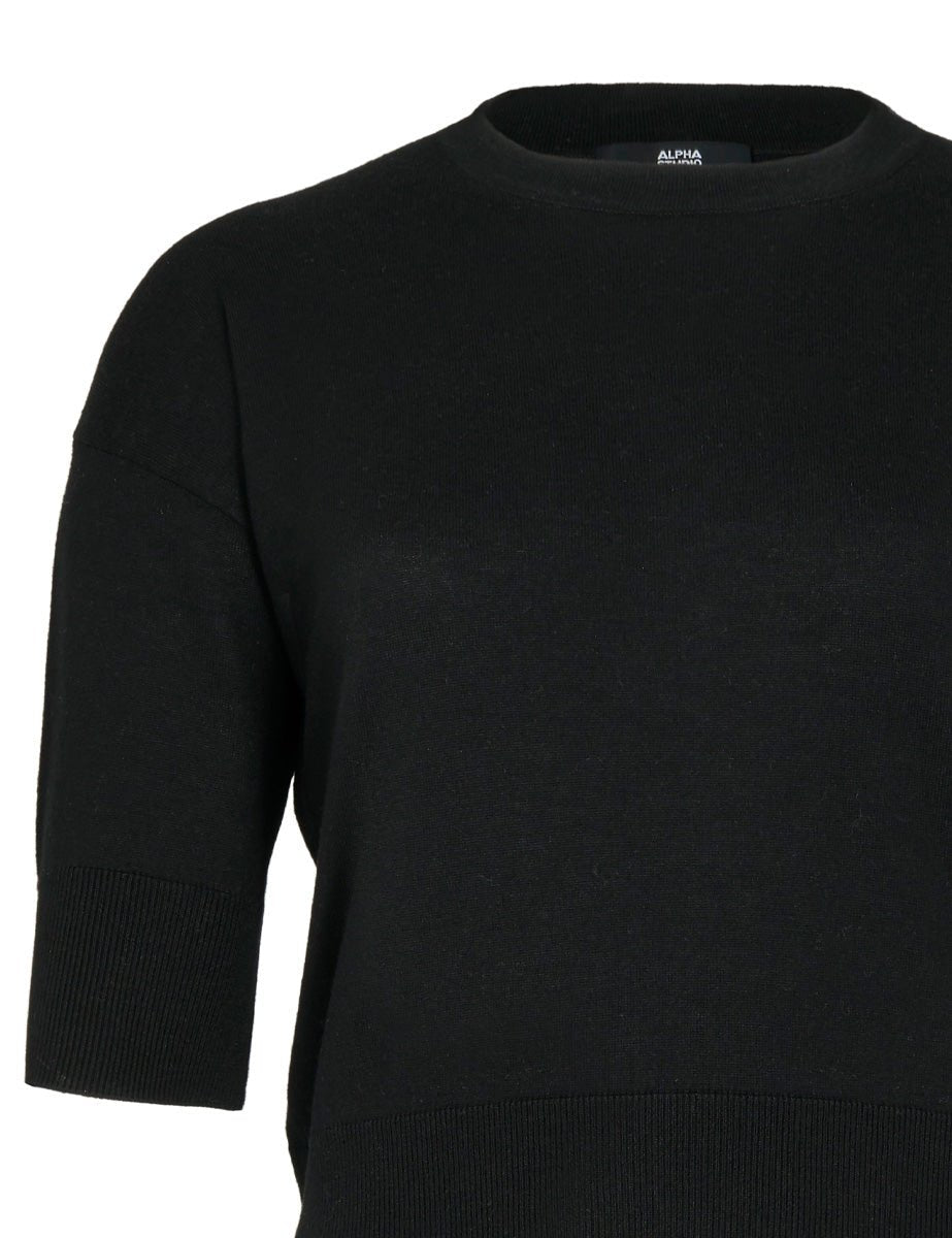 pullover girocollo seta cashmere nero - alpha - pullover