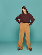 pullover girocollo spalla scesa cioccolato - roberto collina - pullover