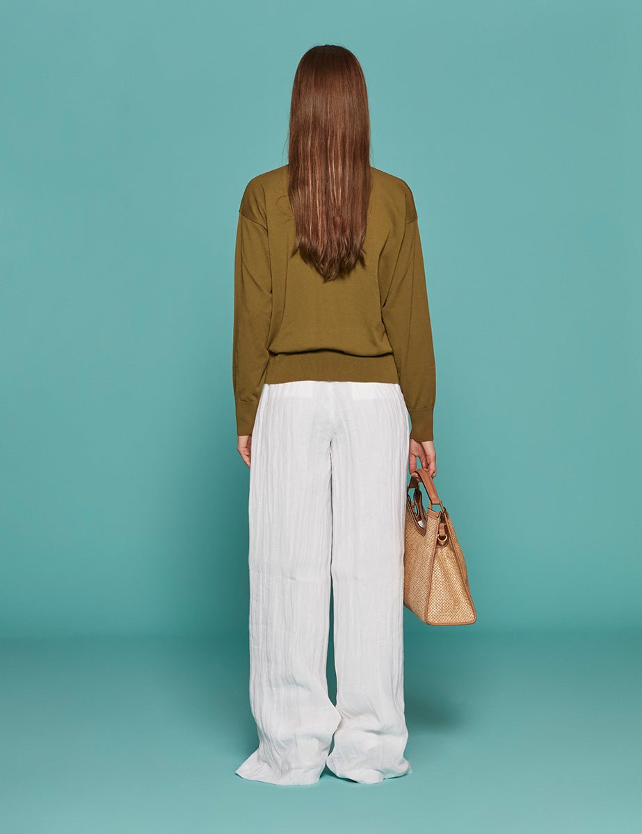 pullover girocollo spalla scesa olio - roberto collina - pullover