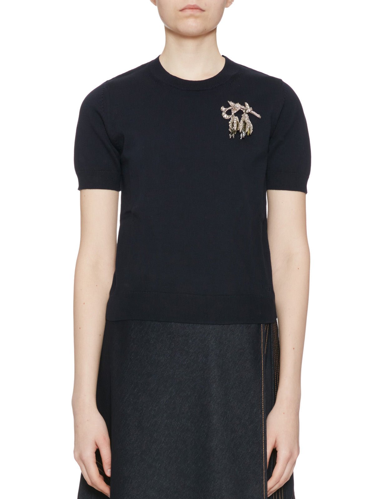 pullover girocollo spilla blu - n21 alessandro dell'acqua - pullover