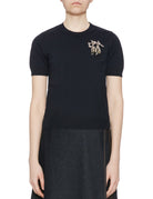 pullover girocollo spilla blu - n21 alessandro dell'acqua - pullover
