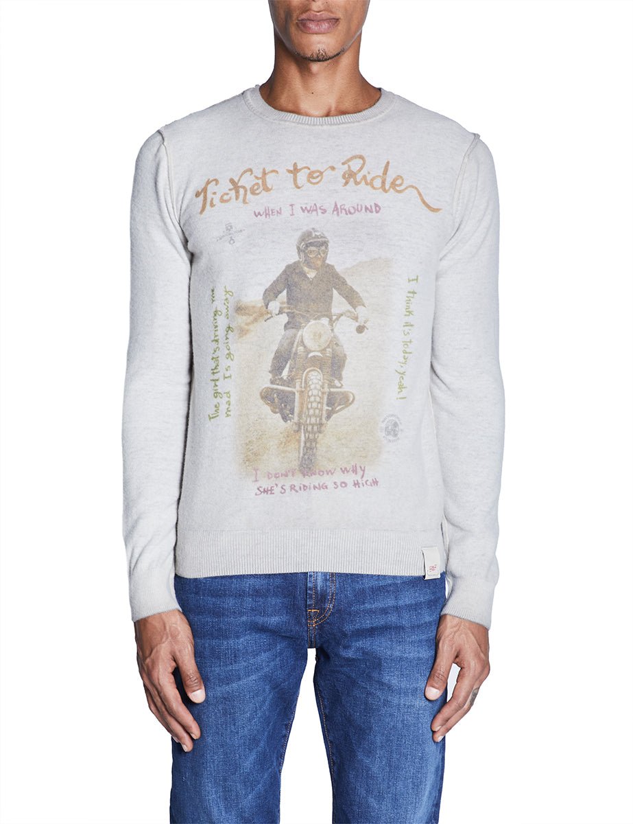 pullover girocollo stampa tabacco moto - bob - pullover