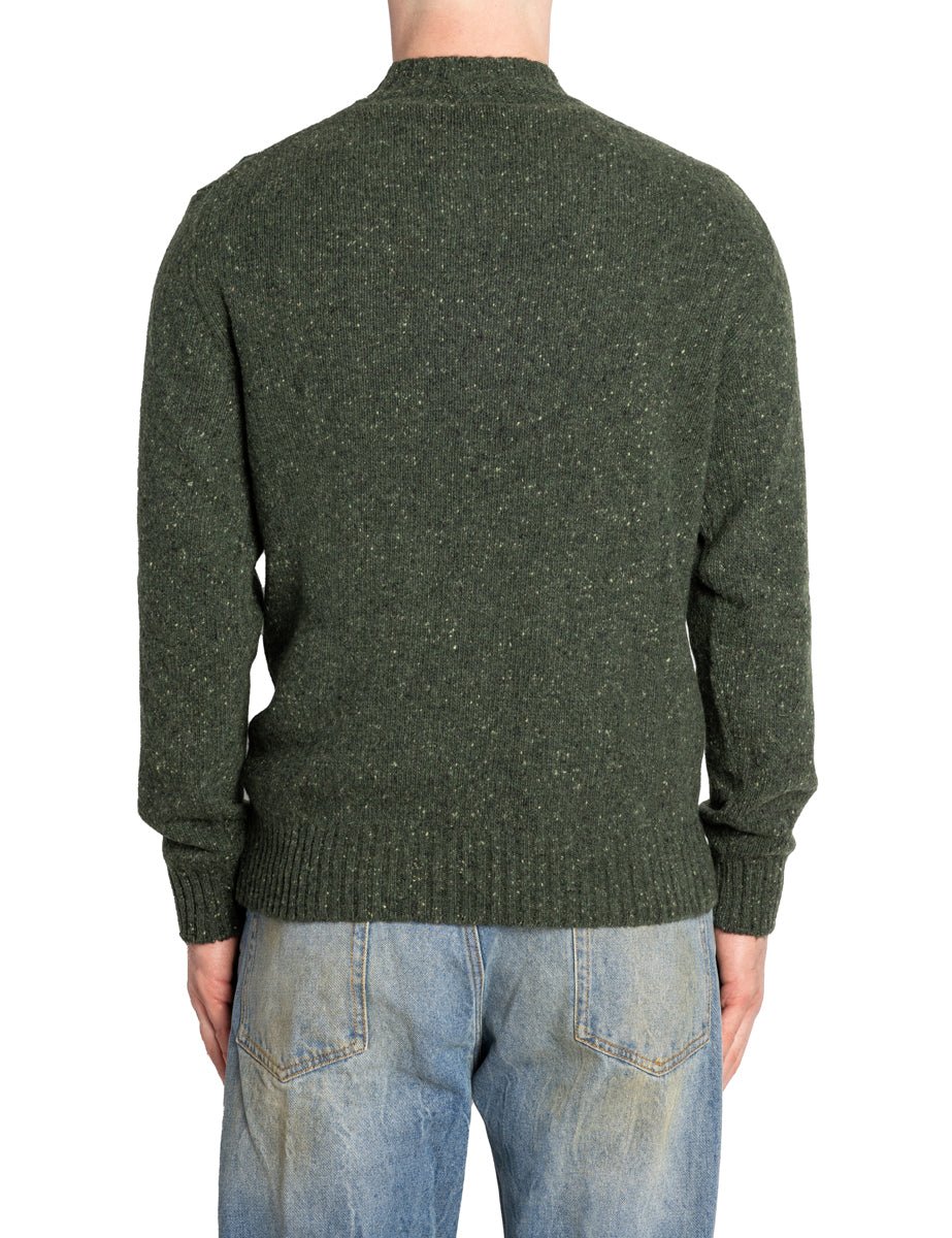 pullover girocollo tessuto bottonato verde bosco - daniele fiesoli - pullover