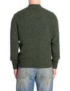pullover girocollo tessuto bottonato verde bosco - daniele fiesoli - pullover