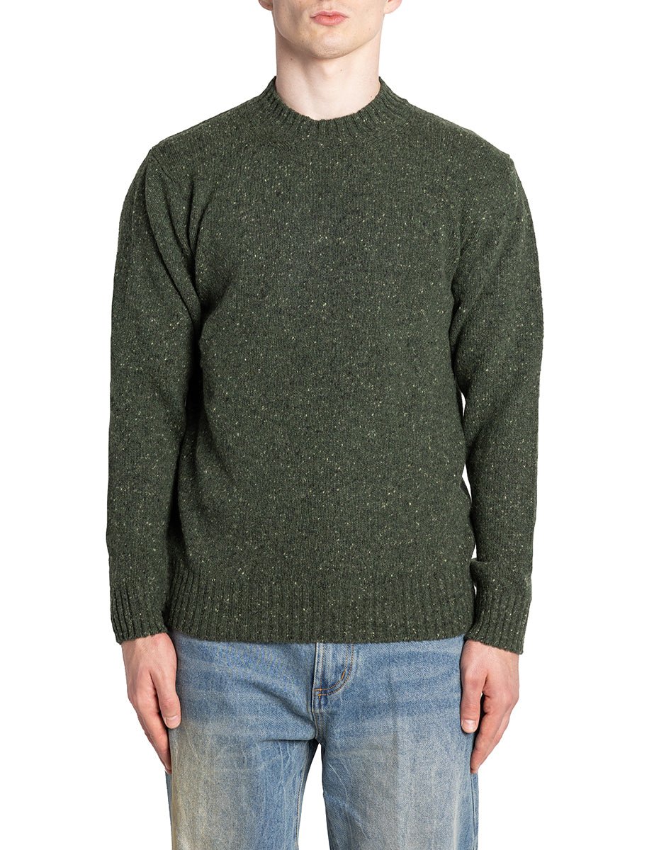 pullover girocollo tessuto bottonato verde bosco - daniele fiesoli - pullover