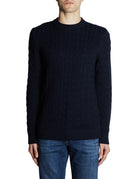 pullover girocollo trecce blu oltremare - selected - pullover