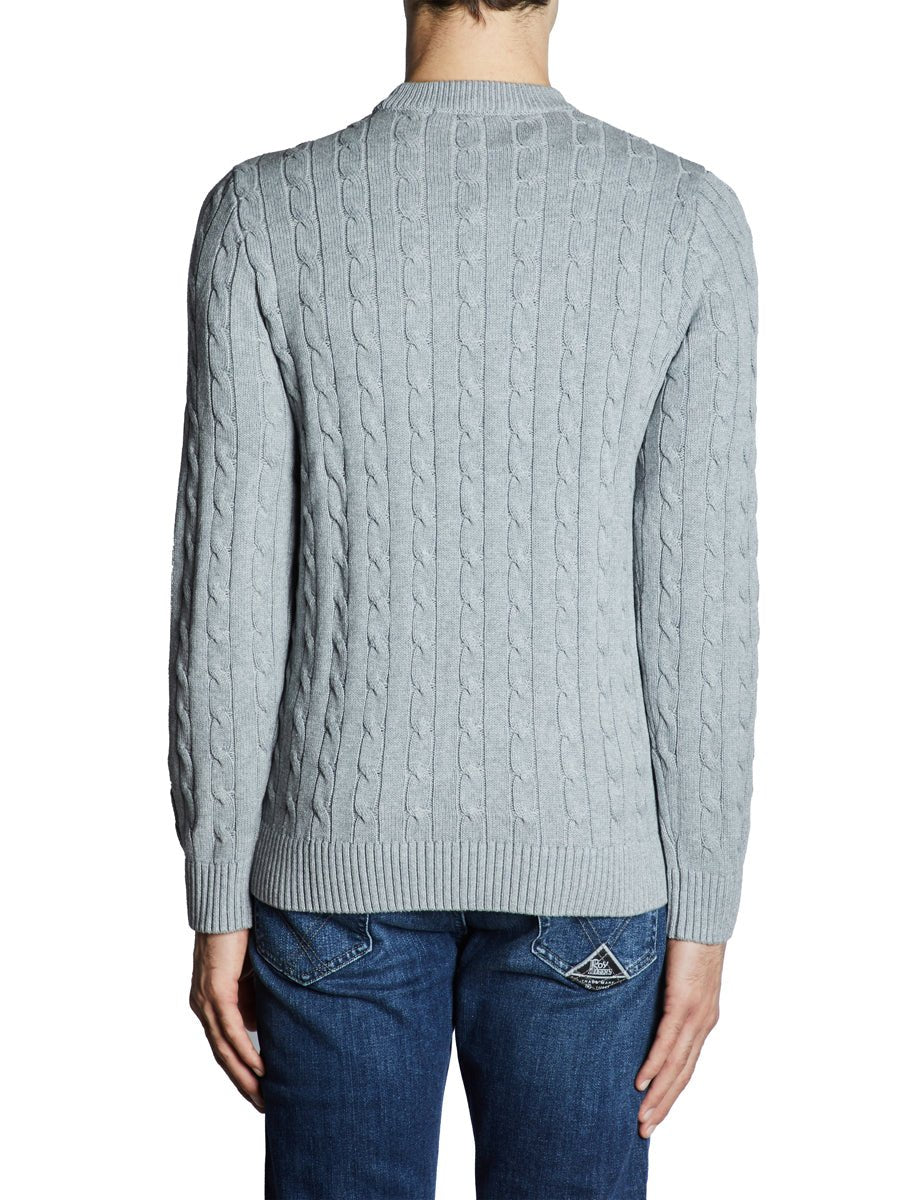 pullover girocollo trecce grigio melange - selected - pullover