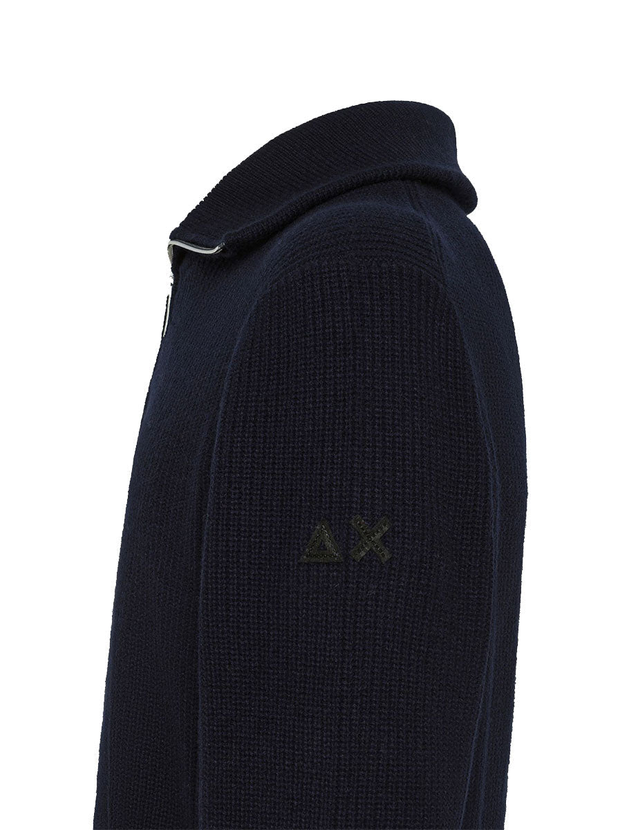 pullover high zip costa inglese blu navy - sun68 - pullover