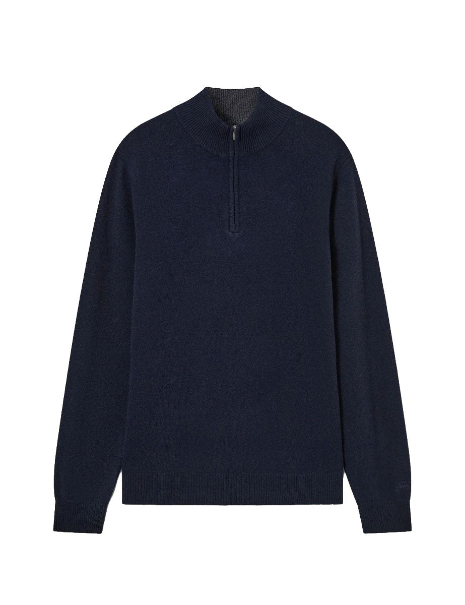 pullover high zip jermyn lana blu notte - st. barth - pullover