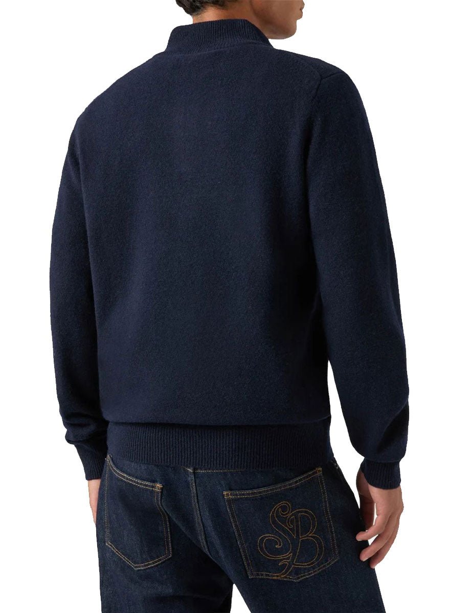 pullover high zip jermyn lana blu notte - st. barth - pullover