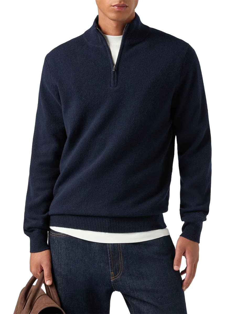 pullover high zip jermyn lana blu notte - st. barth - pullover