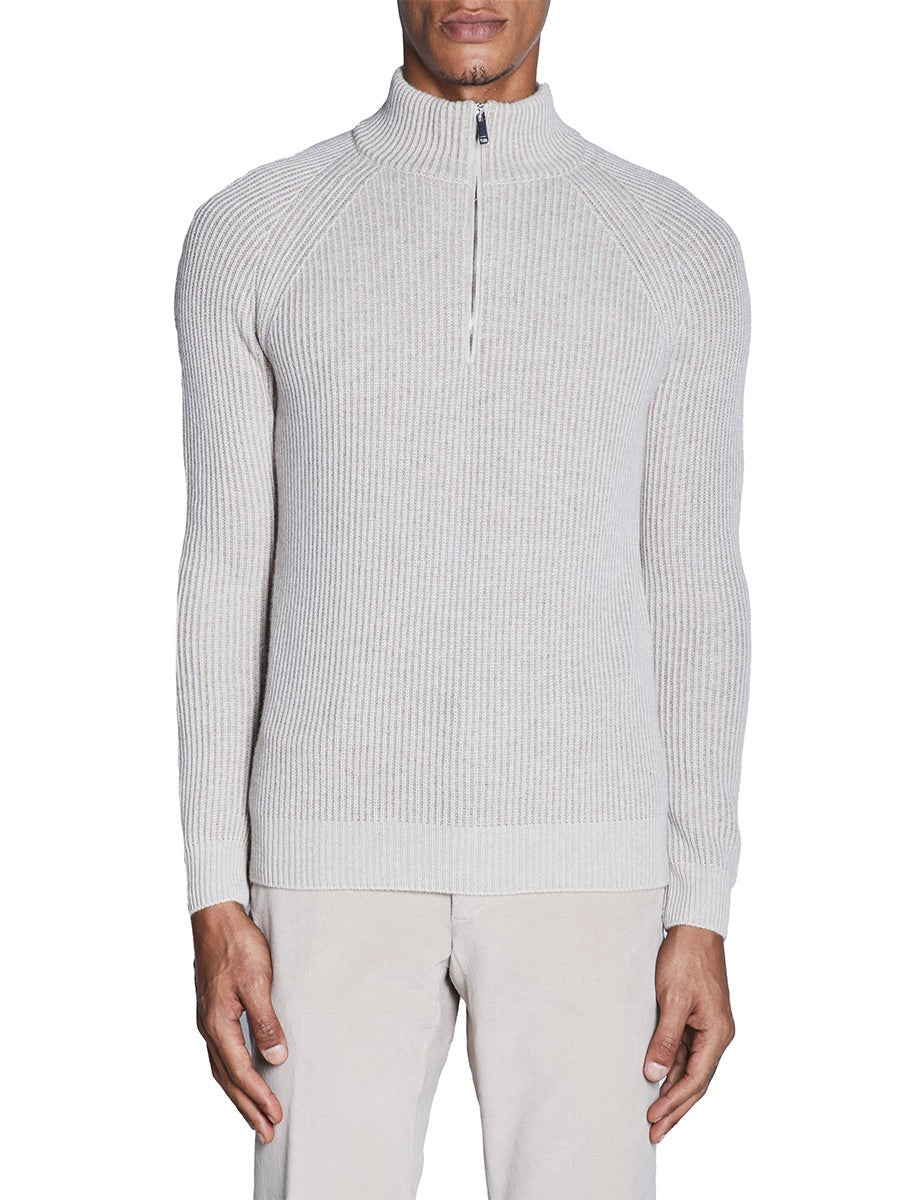 pullover hight zip cashmere beige - slowear - pullover