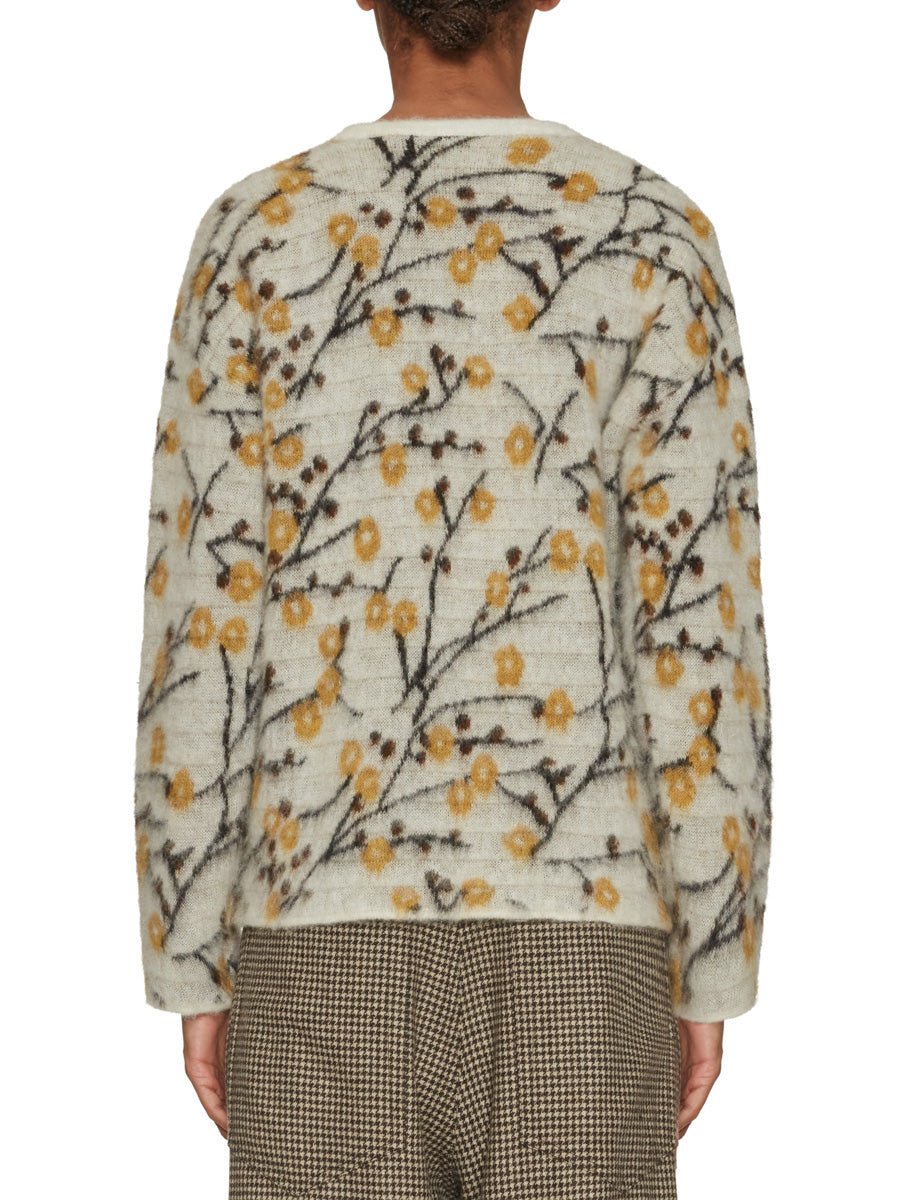 pullover jacquard garzato fiori di ciliegio crema - forte forte - pullover
