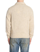 pullover mezza zip misto lana bottonato beige - daniele fiesoli - pullover