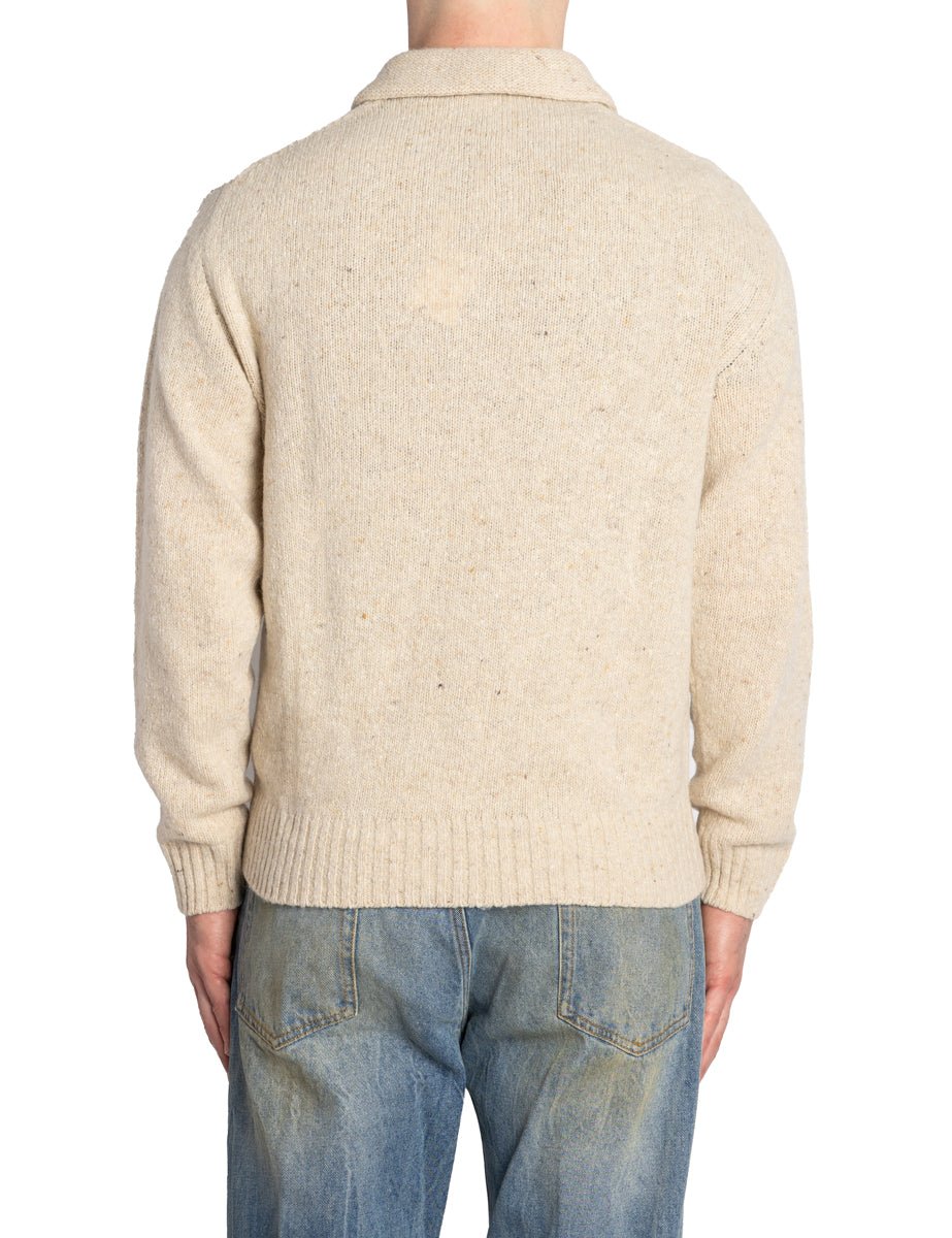 pullover mezza zip misto lana bottonato beige - daniele fiesoli - pullover