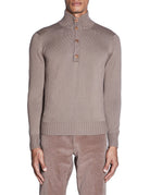 pullover polo 3 bottoni taupe - jurta - pullover