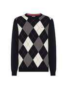 pullover rombi misto cashmere blu navy - sun68 - pullover