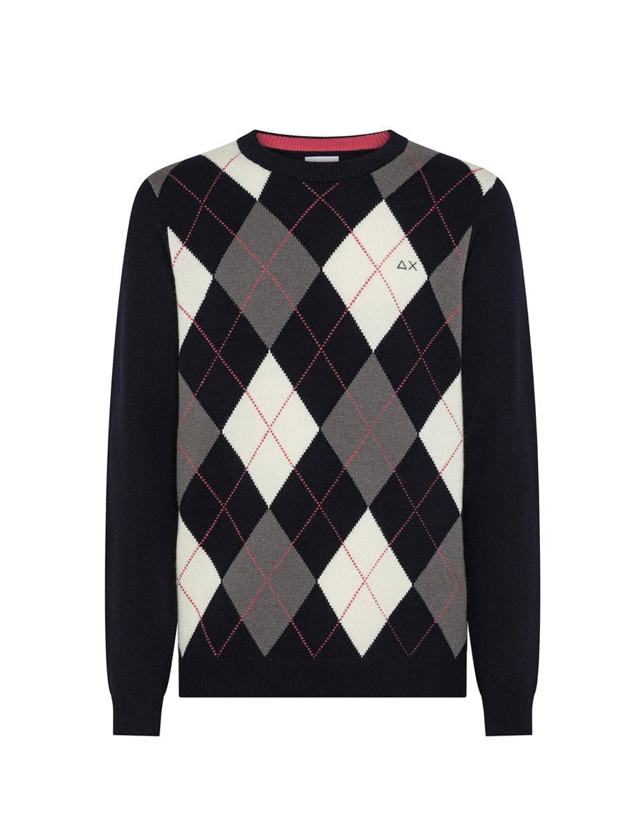 pullover rombi misto cashmere blu navy - sun68 - pullover