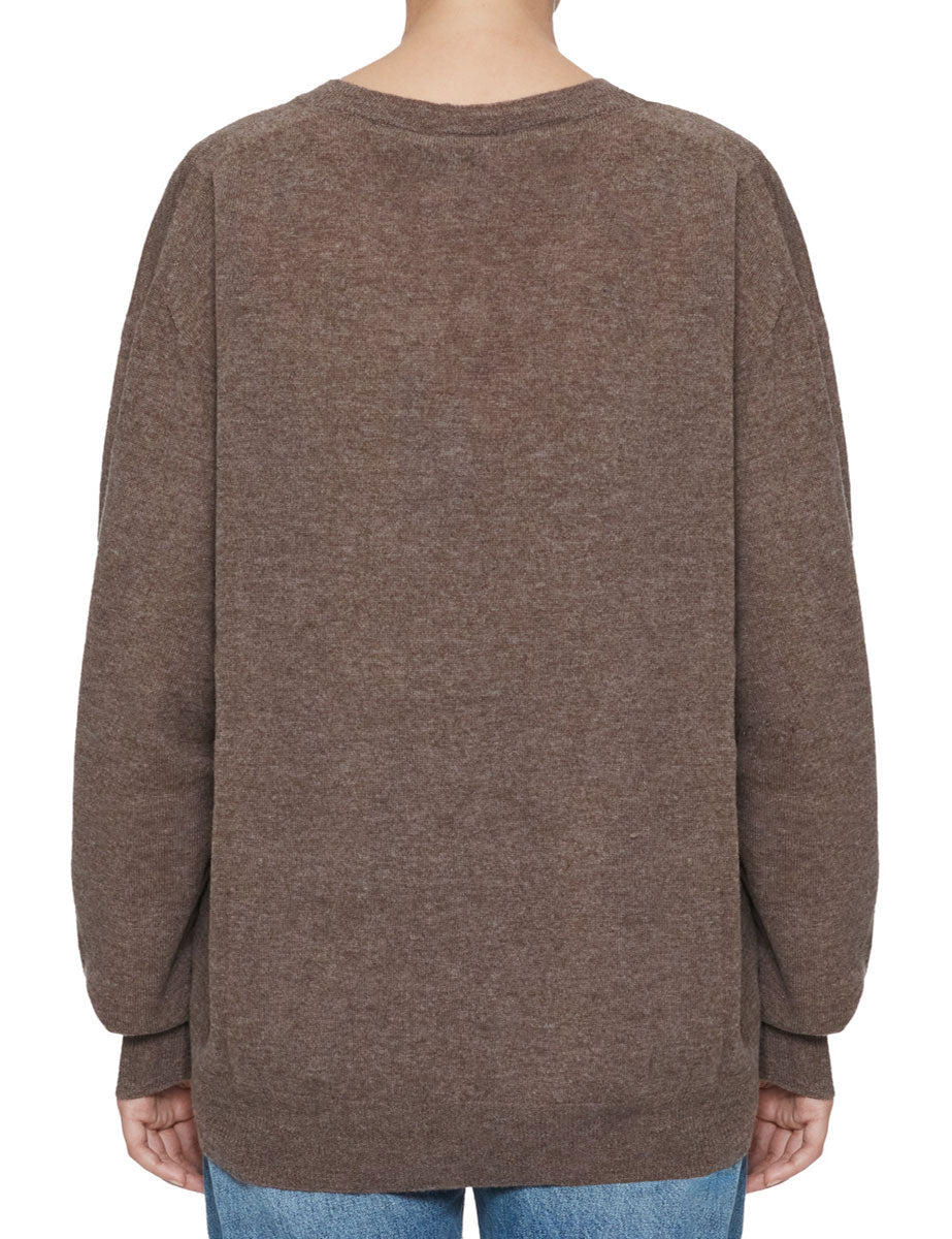pullover scollo v castagna - alysi - pullover