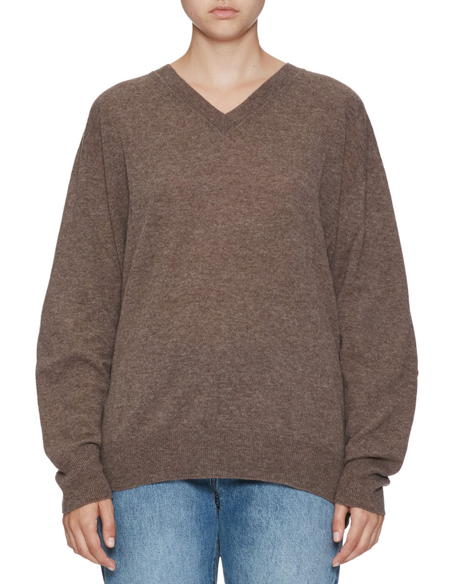 pullover scollo v castagna - alysi - pullover